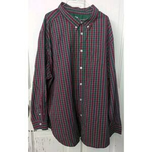 KINGSIZE Dress Shirt Red and Green Plaid Long Sleeve Mens Size 4XLB BIG 4X
